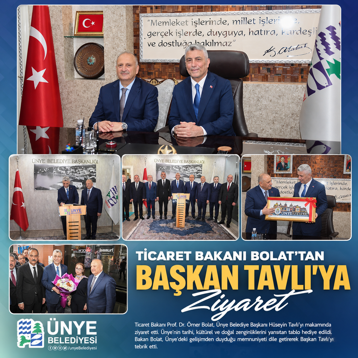 Ticaret Bakanı Ömer Bolat’tan Ünye’de Belediye Ziyareti