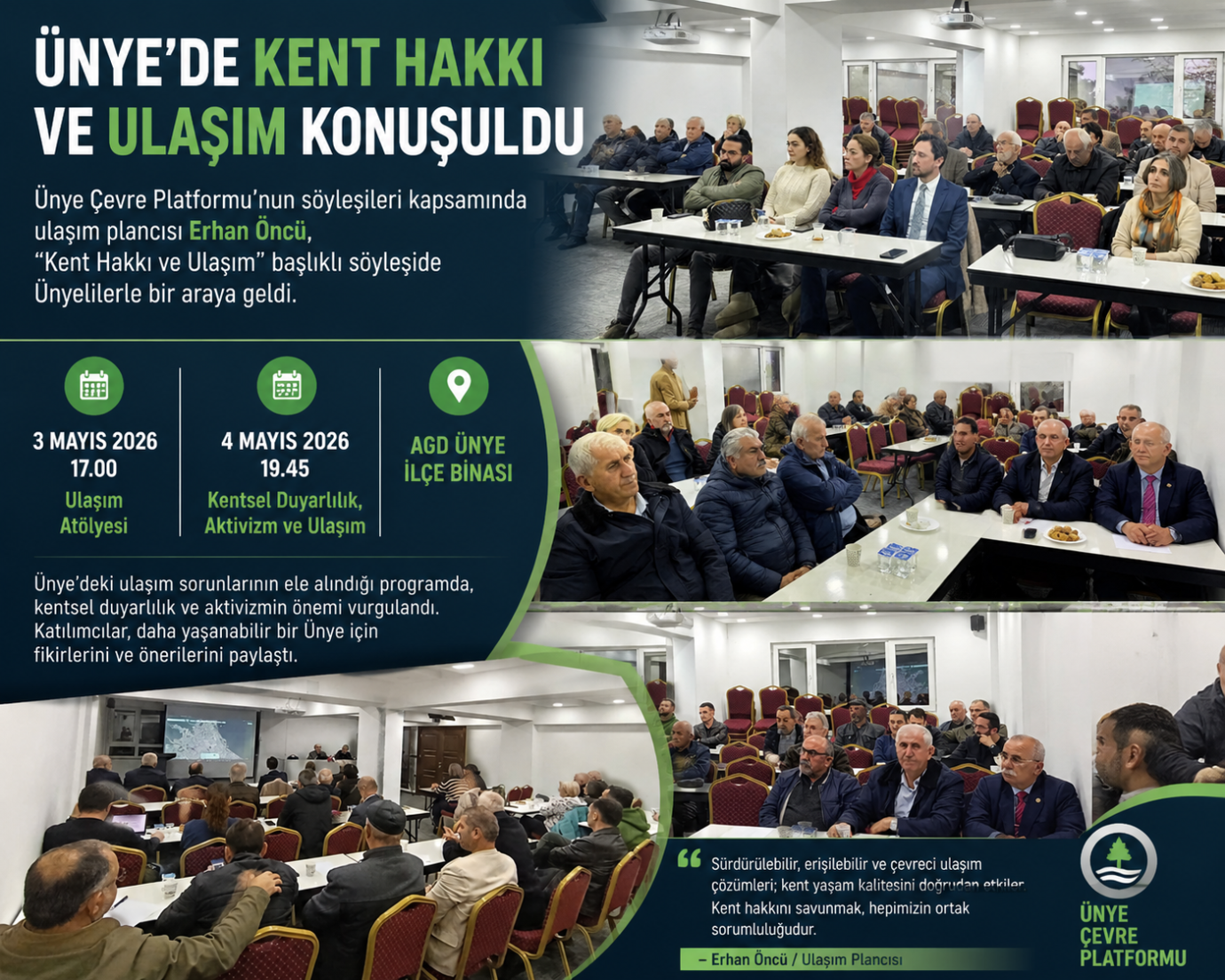 Ünye’de “Kent Hakkı ve Ulaşım” Söyleşisi Gerçekleştirildi