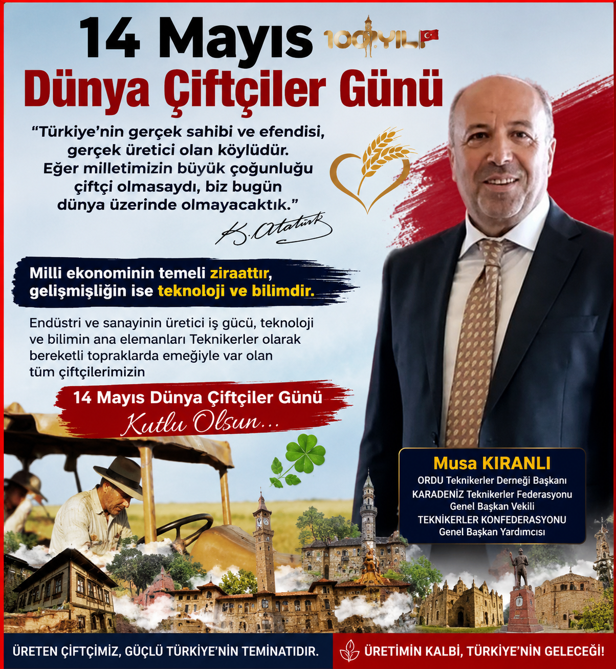 14 Mayıs Dünya Çiftçiler Günü’nde Üreticilere Anlamlı Mesaj
