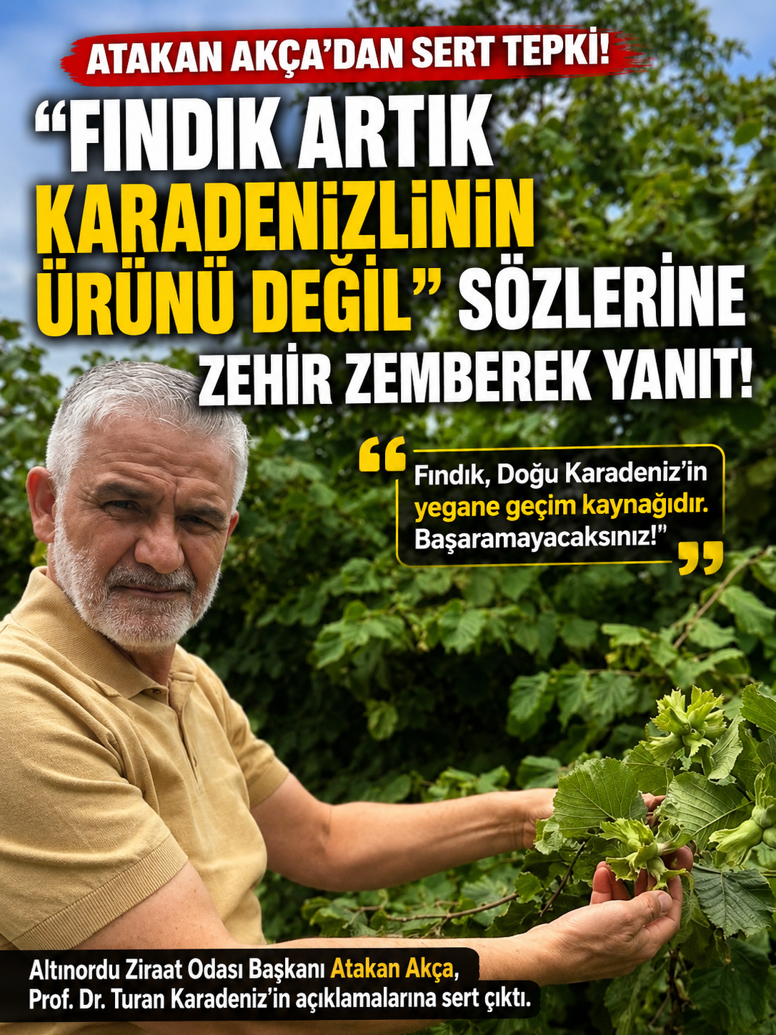“Fındık Artık Karadenizlinin Ürünü Değil” Sözü Tartışma Yarattı