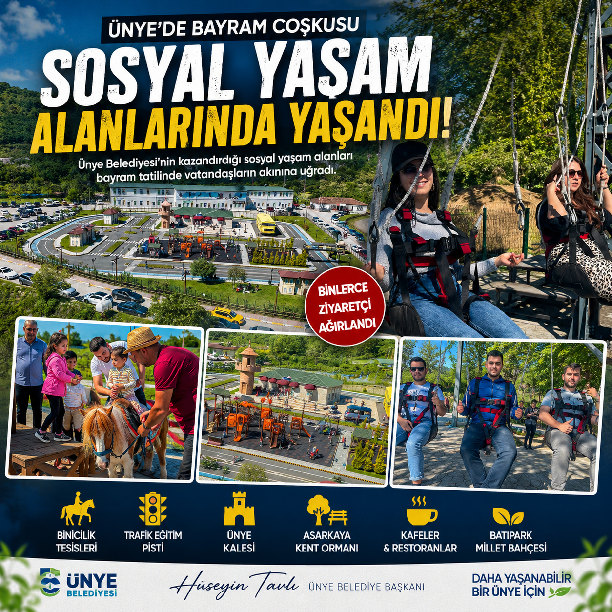 ÜNYE’DE BAYRAM YOĞUNLUĞU: SOSYAL YAŞAM ALANLARI ZİYARETÇİ AKININA UĞRADI