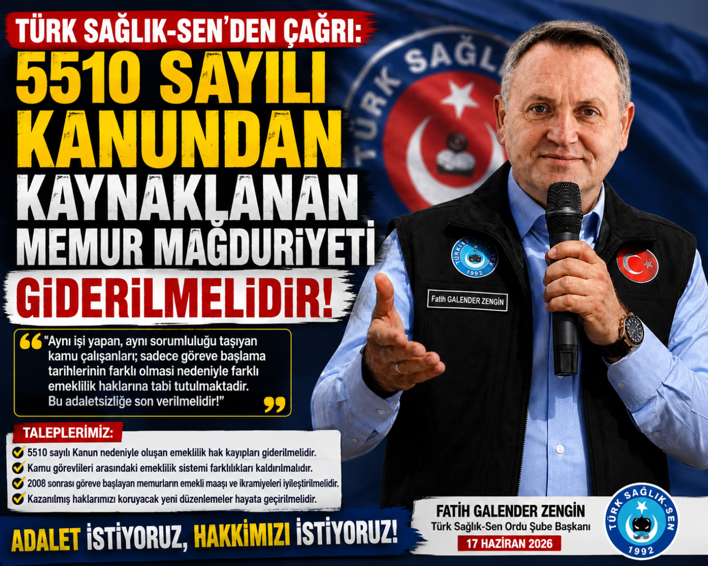 TÜRK SAĞLIK-SEN'DEN 5510 SAYILI KANUN TEPKİSİ