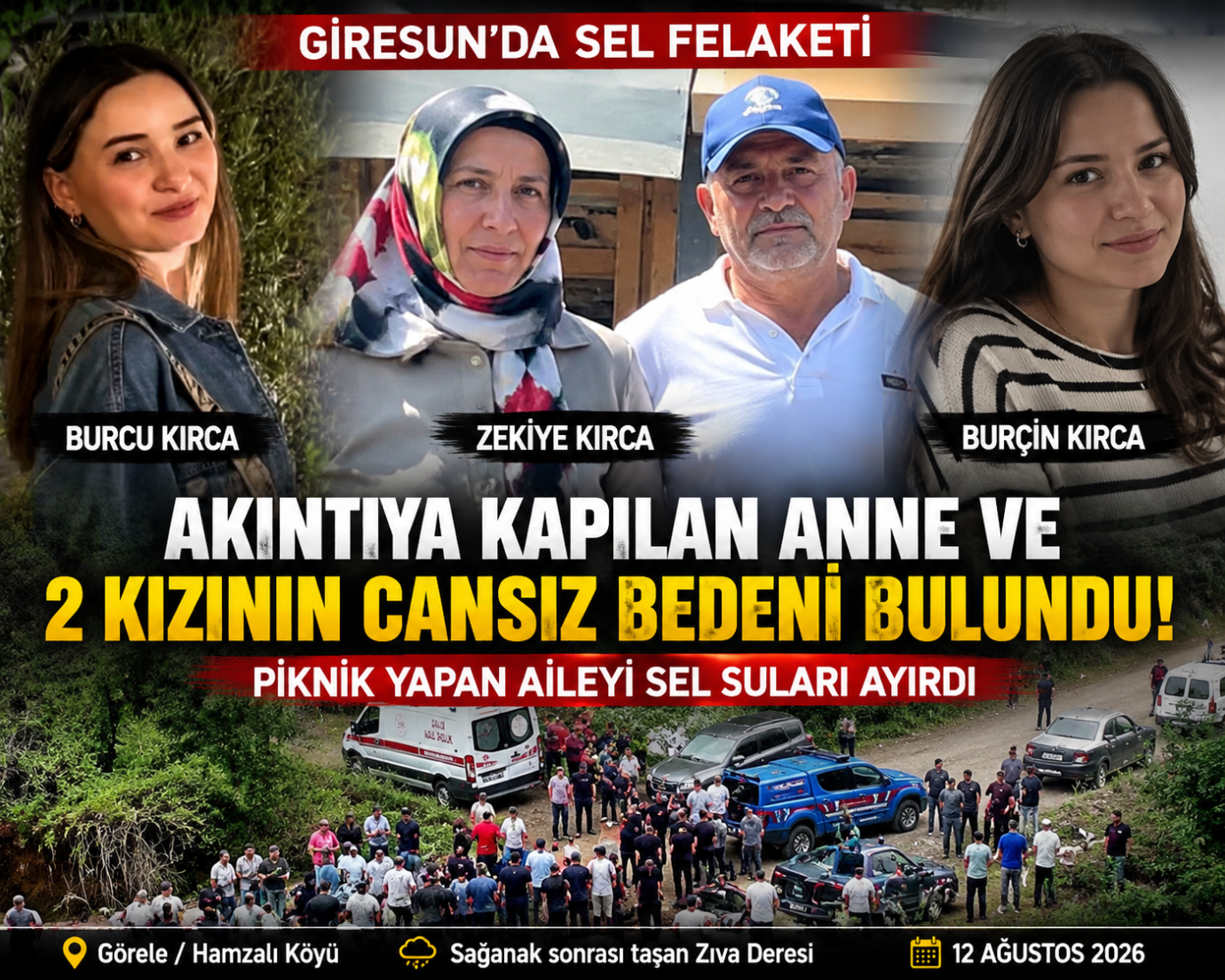 GİRESUN’DA SEL FELAKETİ: AKINTIYA KAPILAN 2 KIZ KARDEŞİN ARDINDAN ANNENİN DE CANSIZ BEDENİ BULUNDU