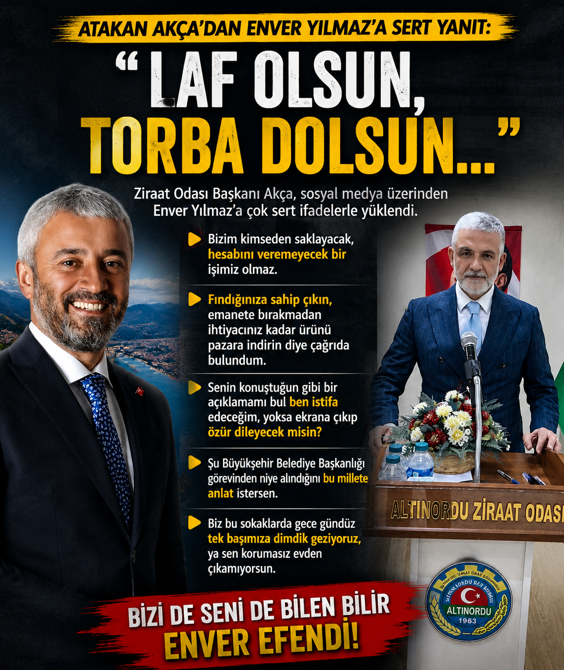 Atakan Akça’dan Sert Açıklama: “Laf Olsun, Torba Dolsun…”