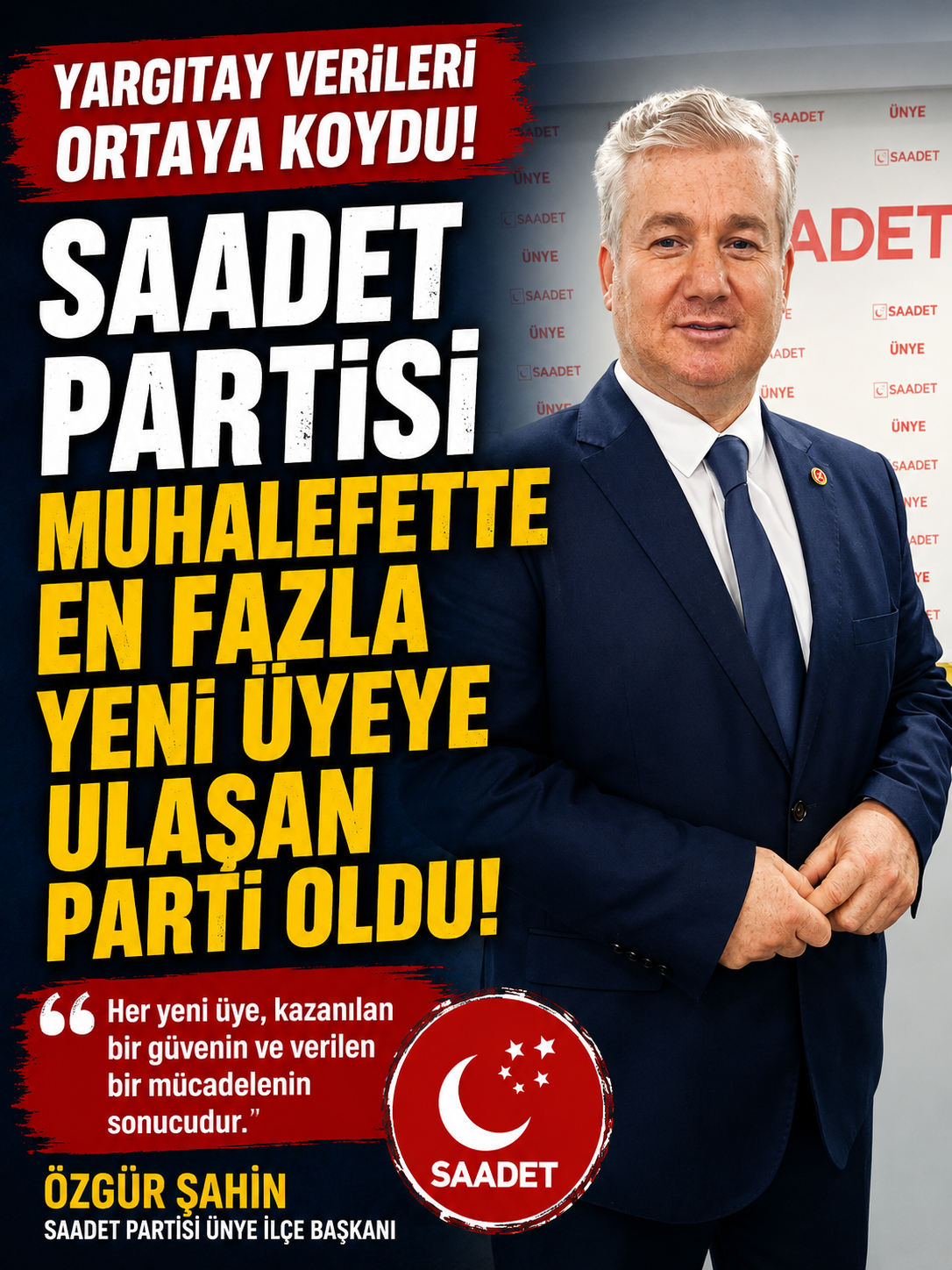 Saadet Partisi Ünye İlçe Başkanı Özgür Şahin: 