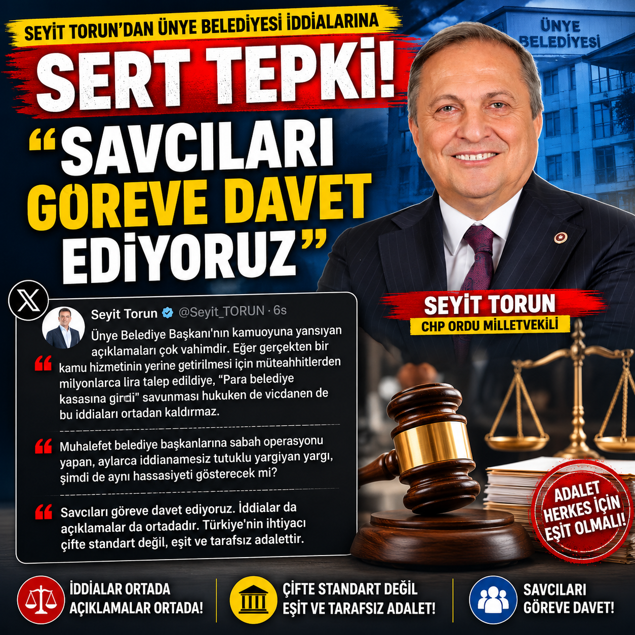 Seyit Torun'dan Ünye Belediyesi İddialarına İlişkin Açıklama: 