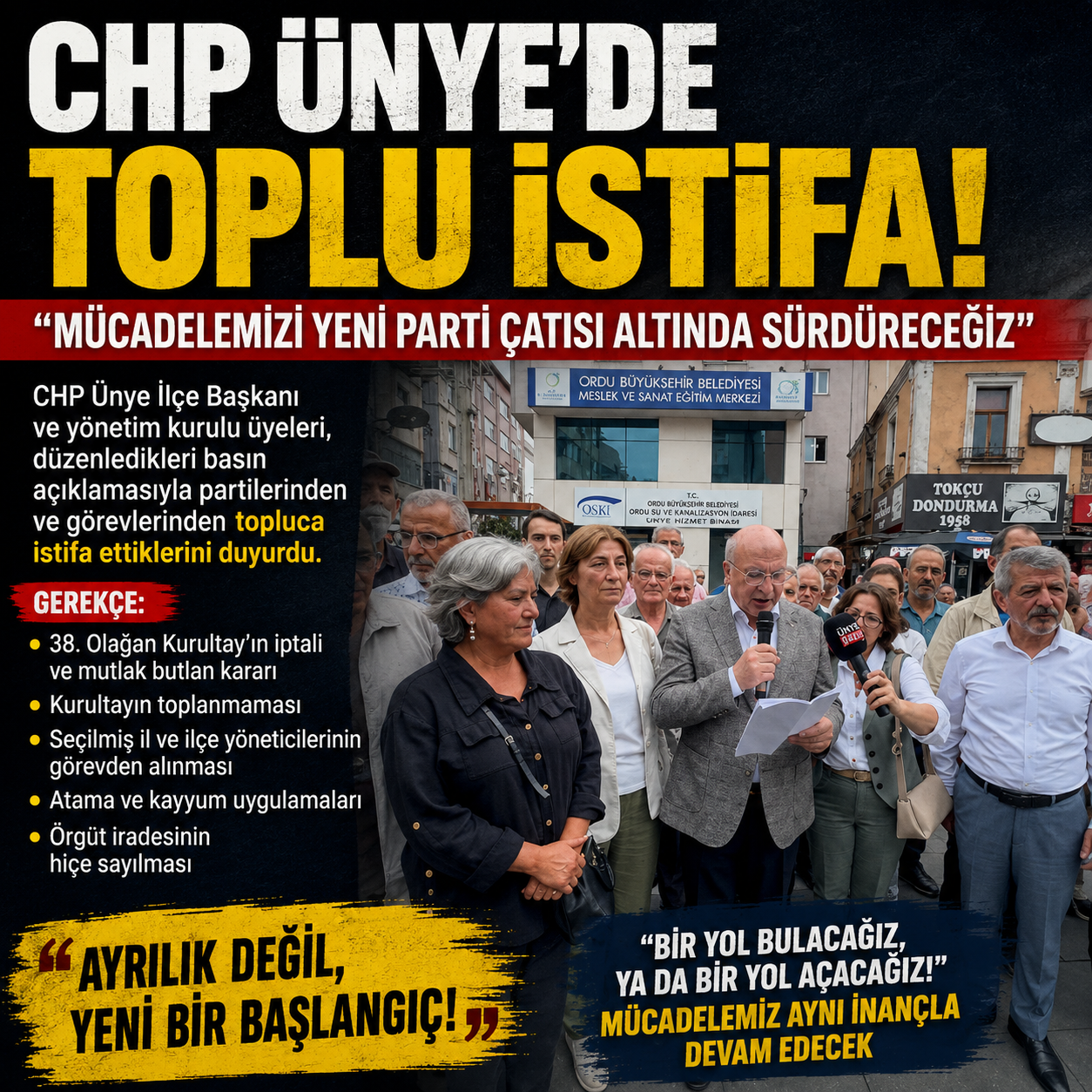 CHP Ünye İlçe Yönetimi Toplu İstifa Etti: 