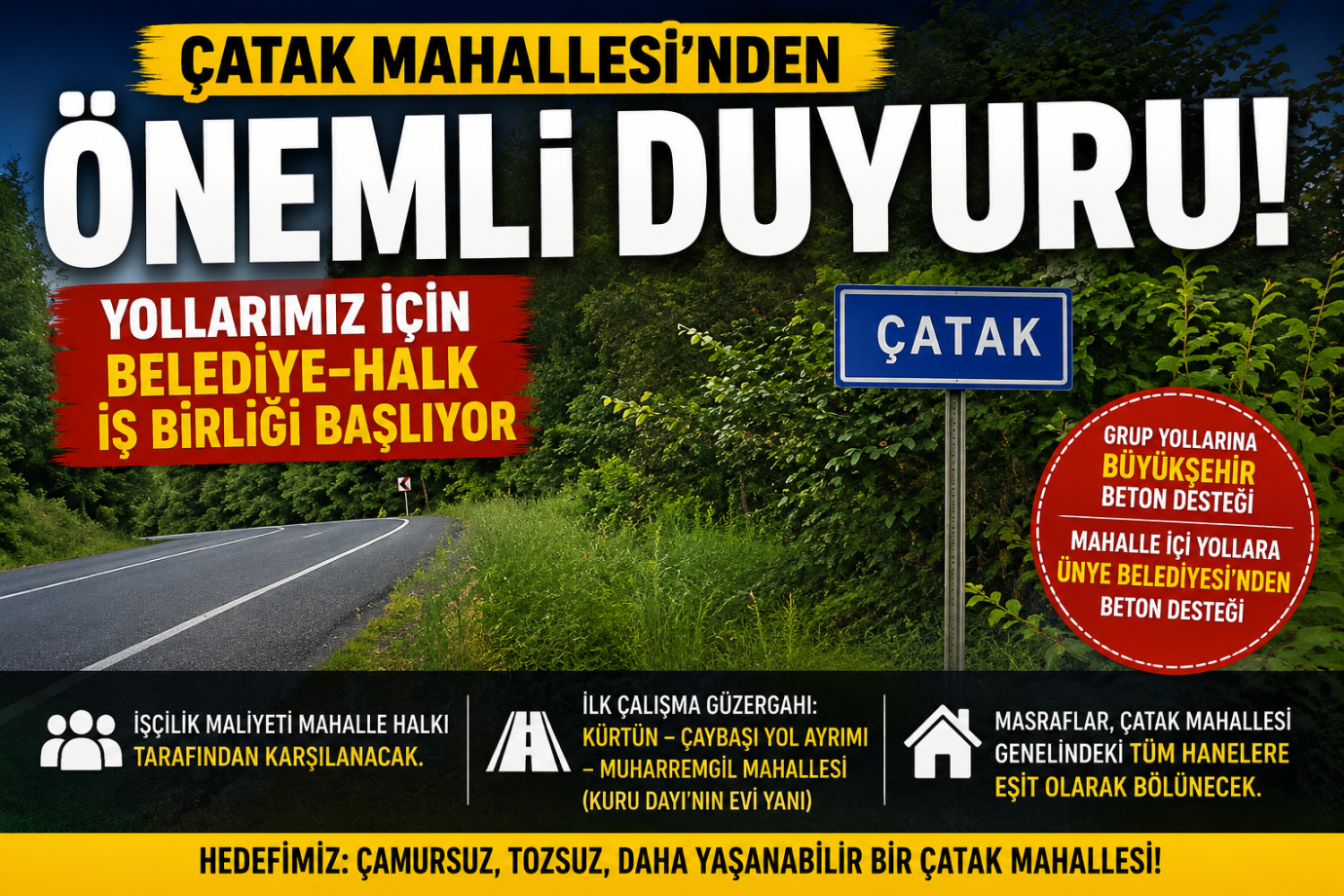 Çatak’ta Yollar İçin Belediye-Halk İş Birliği Başlıyor