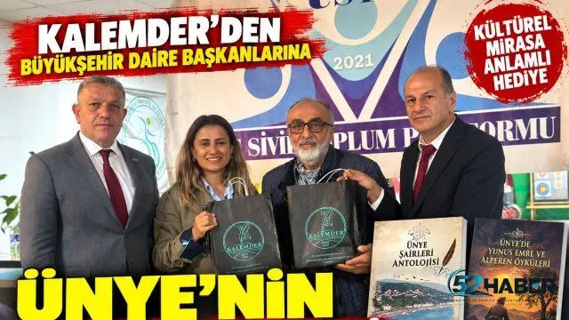 KALEMDER’DEN BÜYÜKŞEHİR DAİRE BAŞKANLARINA ÜNYE’NİN KÜLTÜREL MİRASINI YAŞATAN HEDİYE